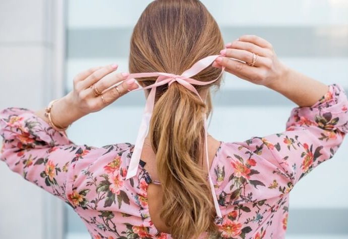 low ponytail with accessories